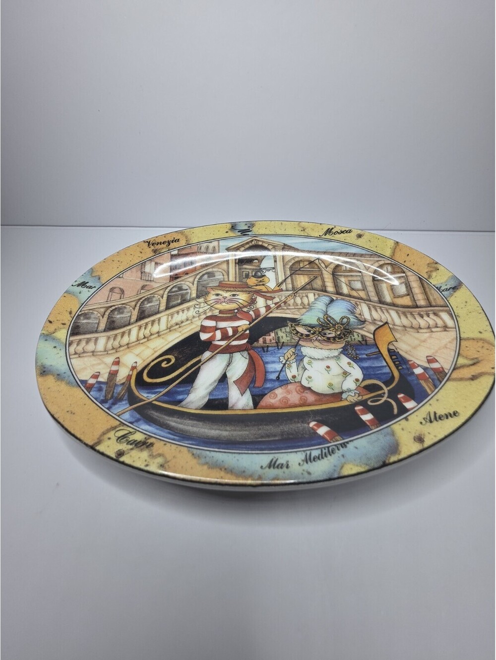 Tourist Cats Ceramic Oval Plate Made in Italy 8x5.5"
